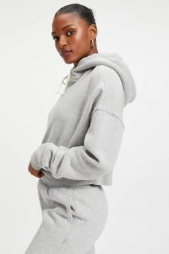 GOOD AMERICAN CROPPED & COOL HOODIE | HEATHER GREY001 Sweats