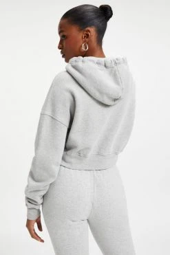 GOOD AMERICAN CROPPED & COOL HOODIE | HEATHER GREY001 Sweats