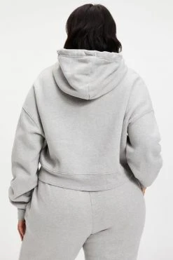 GOOD AMERICAN CROPPED & COOL HOODIE | HEATHER GREY001 Sweats