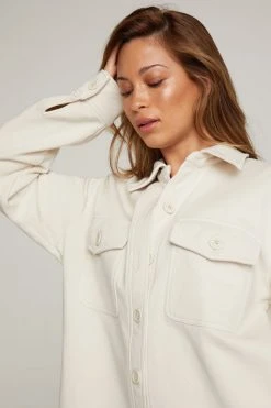 GOOD AMERICAN Jackets FLEECE SHACKET | BONE001