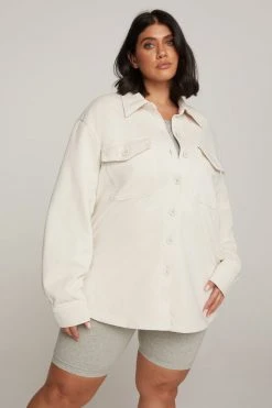 GOOD AMERICAN Jackets FLEECE SHACKET | BONE001