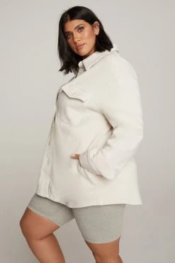 GOOD AMERICAN Jackets FLEECE SHACKET | BONE001