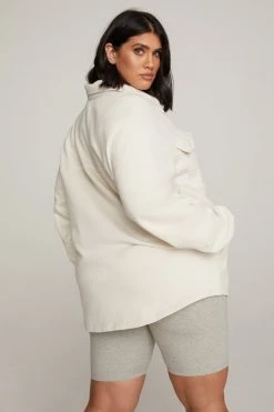 GOOD AMERICAN Jackets FLEECE SHACKET | BONE001