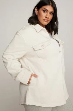 GOOD AMERICAN Jackets FLEECE SHACKET | BONE001