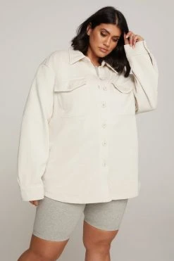 GOOD AMERICAN Jackets FLEECE SHACKET | BONE001