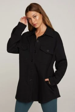 GOOD AMERICAN Jackets FLEECE SHACKET | BLACK001