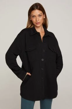 GOOD AMERICAN Jackets FLEECE SHACKET | BLACK001