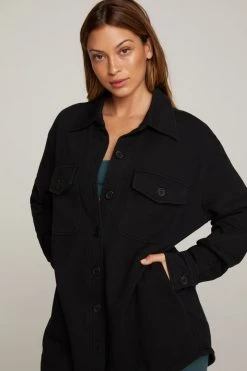 GOOD AMERICAN Jackets FLEECE SHACKET | BLACK001