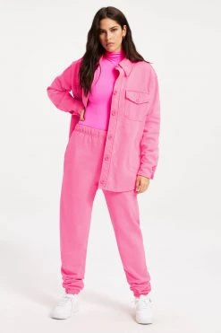GA-SALE FLEECE SHACKET | HOT PINK002 Neon Collection