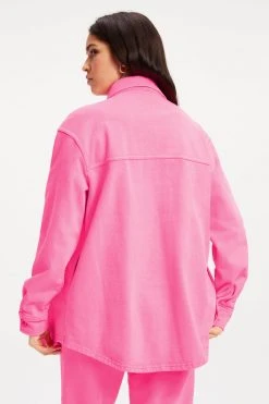 GA-SALE FLEECE SHACKET | HOT PINK002 Neon Collection
