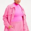 GA-SALE FLEECE SHACKET | HOT PINK002 Neon Collection
