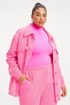 GA-SALE FLEECE SHACKET | HOT PINK002 Neon Collection