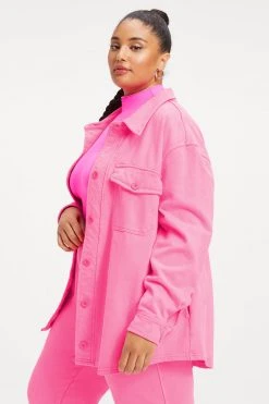 GA-SALE FLEECE SHACKET | HOT PINK002 Neon Collection