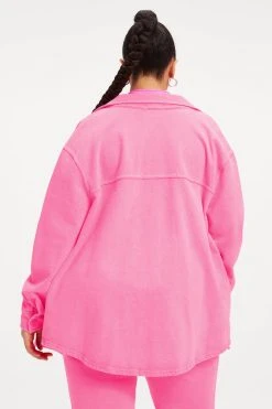 GA-SALE FLEECE SHACKET | HOT PINK002 Neon Collection