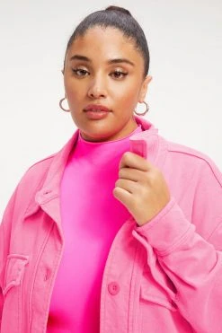 GA-SALE FLEECE SHACKET | HOT PINK002 Neon Collection