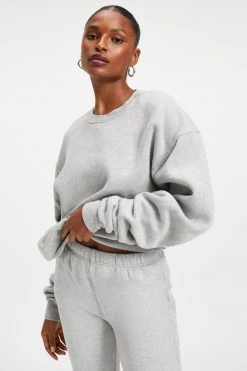 GOOD AMERICAN BOYFRIEND SWEATSHIRT | HEATHER GREY001
