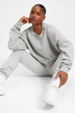 GOOD AMERICAN BOYFRIEND SWEATSHIRT | HEATHER GREY001