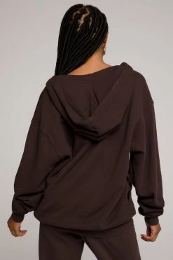 GOOD AMERICAN Sweats BOYFRIEND ZIP HOODIE | COFFEE001