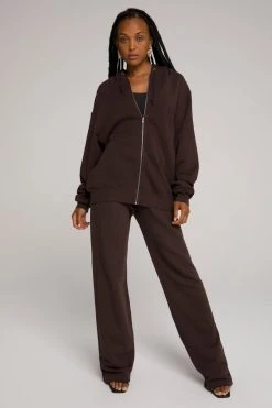 GOOD AMERICAN Sweats BOYFRIEND ZIP HOODIE | COFFEE001