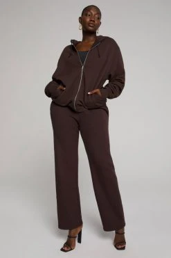 GOOD AMERICAN Sweats BOYFRIEND ZIP HOODIE | COFFEE001