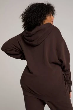 GOOD AMERICAN Sweats BOYFRIEND ZIP HOODIE | COFFEE001