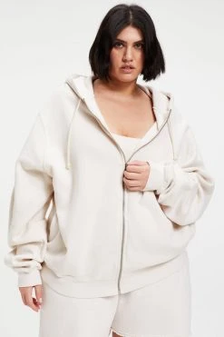 GOOD AMERICAN BOYFRIEND ZIP HOODIE | BONE001 Sweats