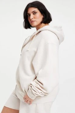 GOOD AMERICAN BOYFRIEND ZIP HOODIE | BONE001 Sweats