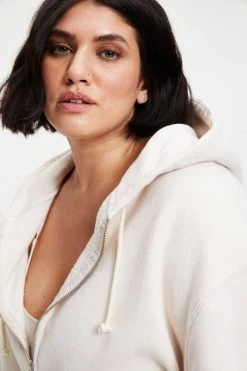 GOOD AMERICAN BOYFRIEND ZIP HOODIE | BONE001 Sweats