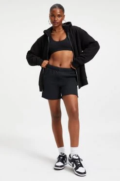 GOOD AMERICAN Sweats BOYFRIEND ZIP HOODIE | BLACK001
