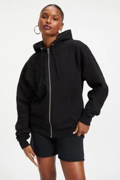 GOOD AMERICAN Sweats BOYFRIEND ZIP HOODIE | BLACK001
