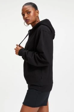 GOOD AMERICAN Sweats BOYFRIEND ZIP HOODIE | BLACK001