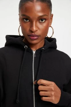 GOOD AMERICAN Sweats BOYFRIEND ZIP HOODIE | BLACK001