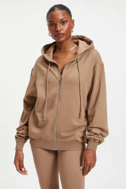 GOOD AMERICAN BOYFRIEND ZIP HOODIE | PUTTY001 Sweats