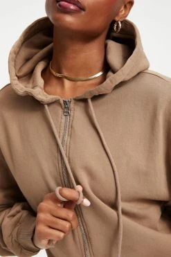 GOOD AMERICAN BOYFRIEND ZIP HOODIE | PUTTY001 Sweats