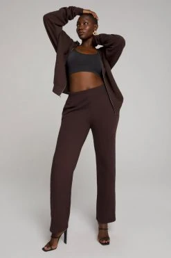 GOOD AMERICAN Sweats WIDE LEG SWEATPANTS | COFFEE001