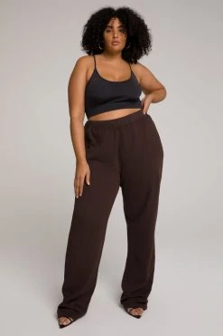 GOOD AMERICAN Sweats WIDE LEG SWEATPANTS | COFFEE001