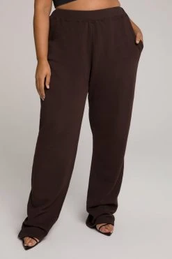 GOOD AMERICAN Sweats WIDE LEG SWEATPANTS | COFFEE001
