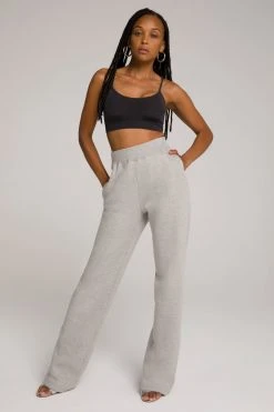 GOOD AMERICAN Sweats WIDE LEG SWEATPANT | HEATHER GREY001