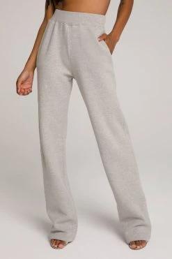 GOOD AMERICAN Sweats WIDE LEG SWEATPANT | HEATHER GREY001