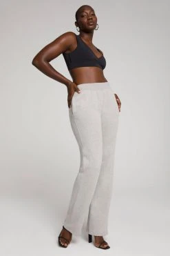 GOOD AMERICAN Sweats WIDE LEG SWEATPANT | HEATHER GREY001