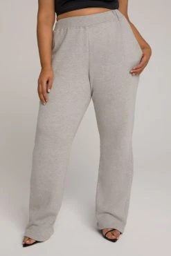 GOOD AMERICAN Sweats WIDE LEG SWEATPANT | HEATHER GREY001