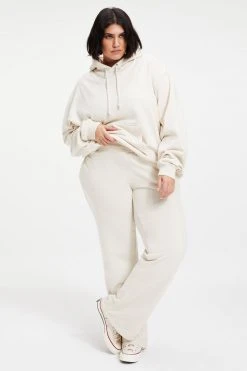 GOOD AMERICAN WIDE LEG SWEATPANT | BONE001