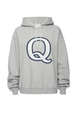 GOOD AMERICAN BOYFRIEND LETTER HOODIE | Q HEATHER GREY001