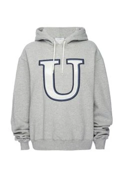 GOOD AMERICAN BOYFRIEND LETTER HOODIE | U HEATHER GREY001 Sweats