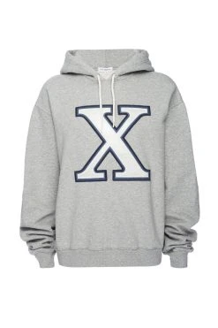 GOOD AMERICAN BOYFRIEND LETTER HOODIE | X HEATHER GREY001