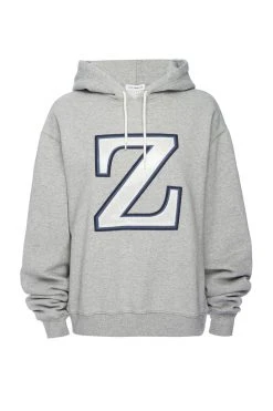 GOOD AMERICAN BOYFRIEND LETTER HOODIE | Z HEATHER GREY001
