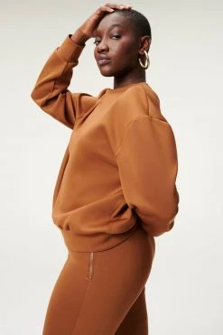 GA-SALE Sweats SCUBA BOYFRIEND CREW | BURNT CARAMEL002