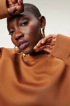 GA-SALE Sweats SCUBA BOYFRIEND CREW | BURNT CARAMEL002