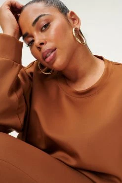 GA-SALE Sweats SCUBA BOYFRIEND CREW | BURNT CARAMEL002