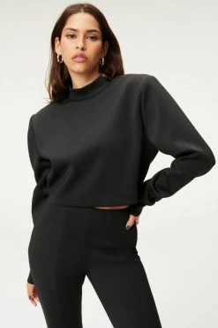 GA-SALE SCUBA CROP MOCK NECK | BLACK001